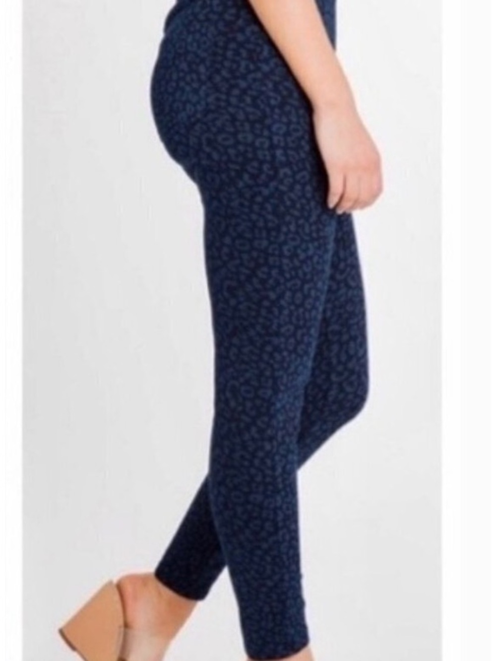 SPANX Navy Blue Leopard Print Leggings